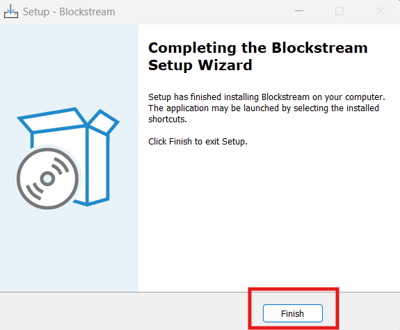 Blockstream installer finish